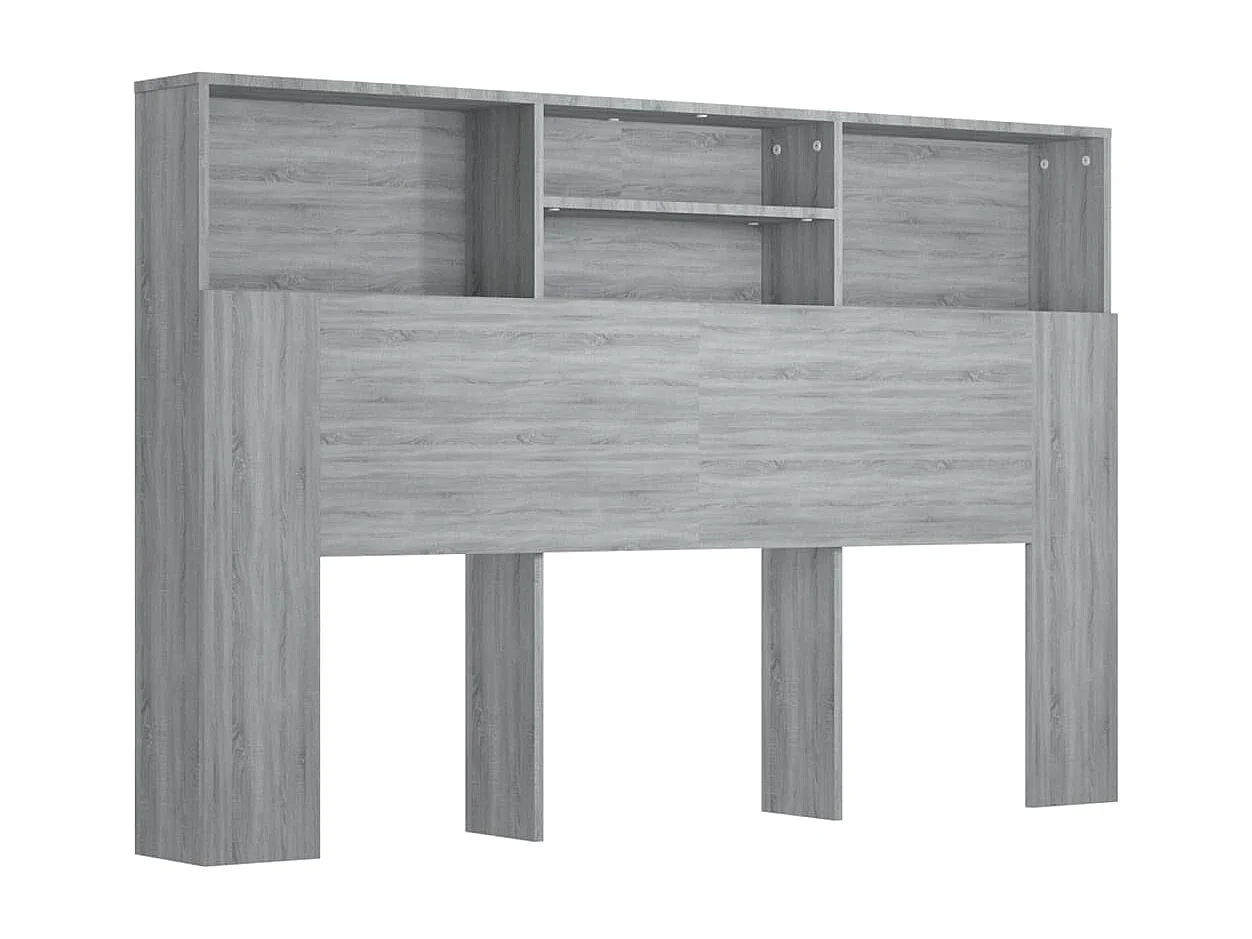 Tête de Lit avec rangement | Armoire de tête de lit Sonoma gris 160x19x103,5 cm