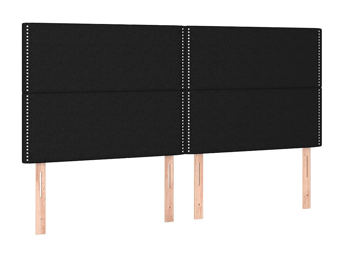 Tête de Lit | Panneau de tête pour lit Moderne à LED Noir 180x5x118/128 cm Tissu