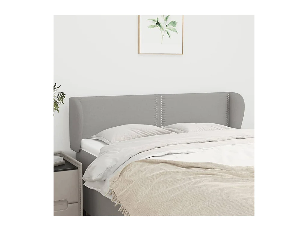 Mueble cabecero | Cabezal de cama | Cabecero de tela gris claro 147x23x78/88 cm