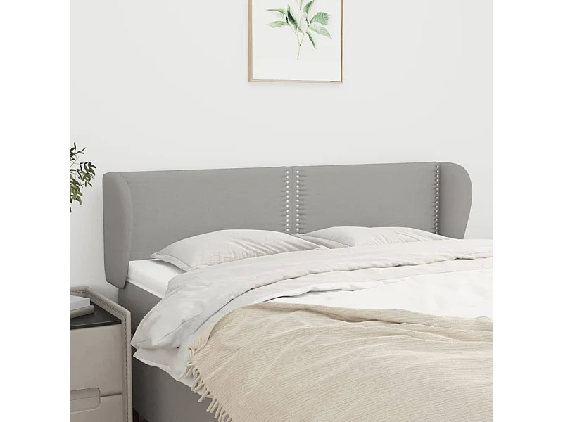 Mueble cabecero | Cabezal de cama | Cabecero de tela gris claro 147x23x78/88 cm