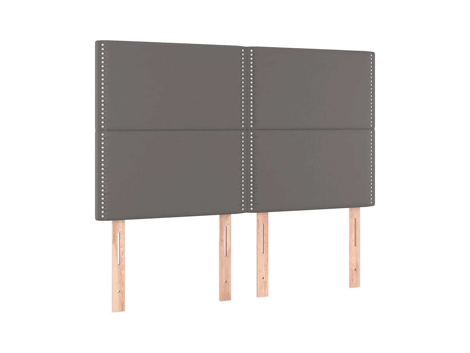 Cabecero | Cabezal de Cama | Mueble cabecero con luces LED cuero sintético gris 144x5x118/128 cm