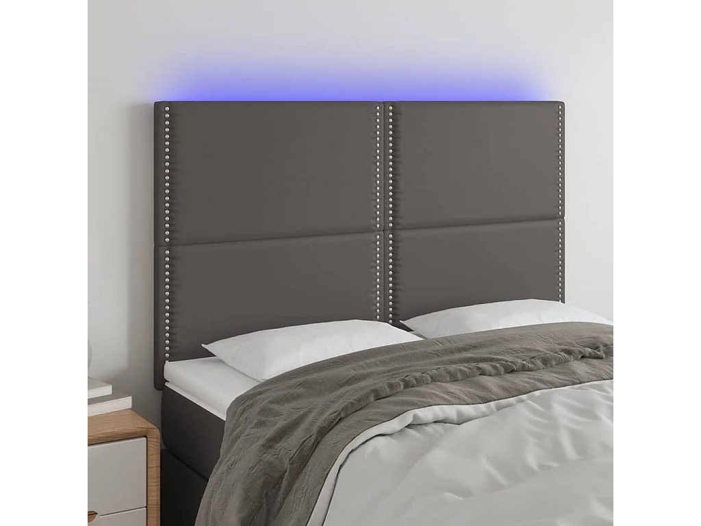 Hoofdbord | Hoofdeinde LED 144x5x118/128 cm kunstleer grijs