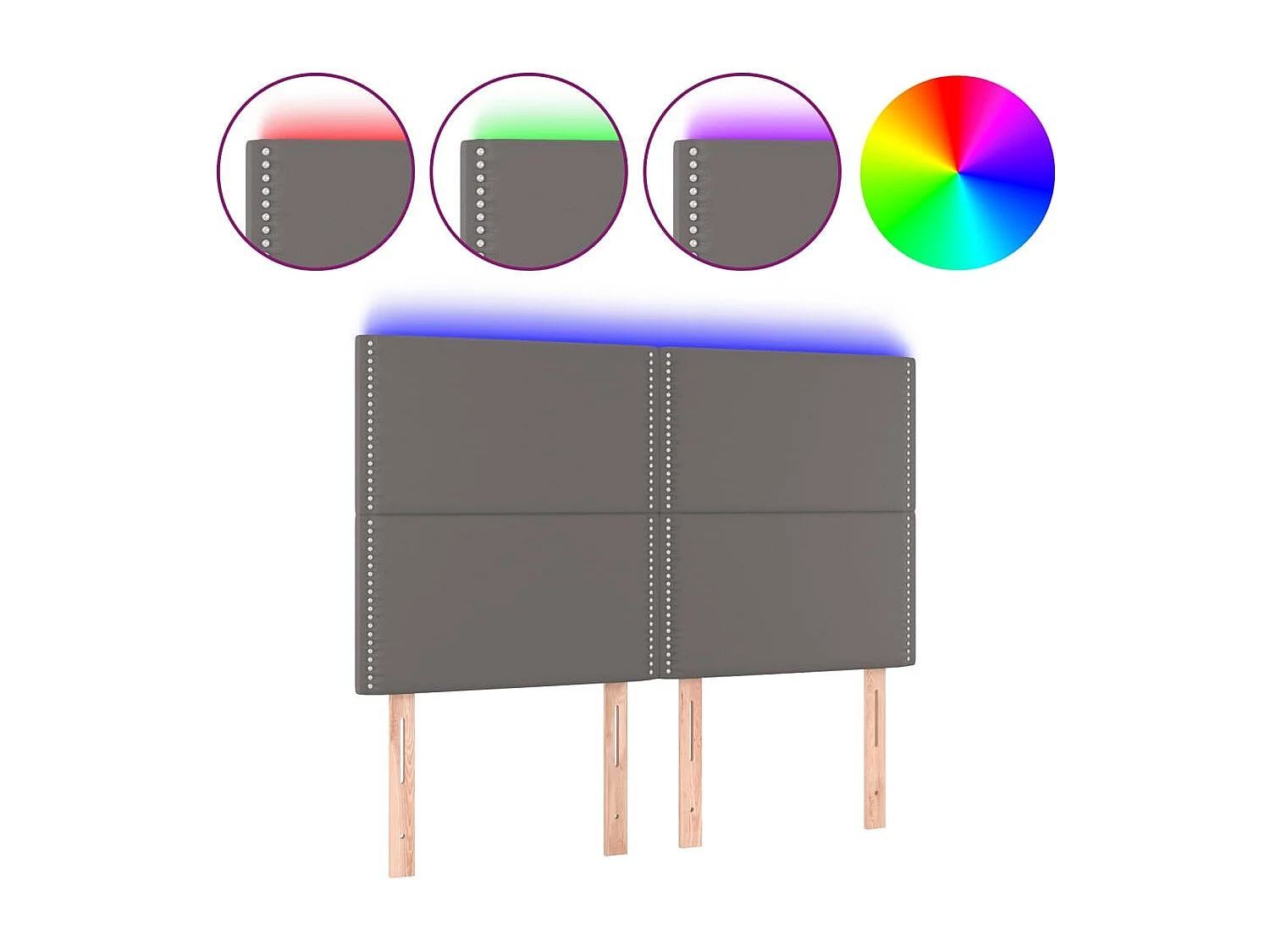Hoofdbord | Hoofdeinde LED 144x5x118/128 cm kunstleer grijs