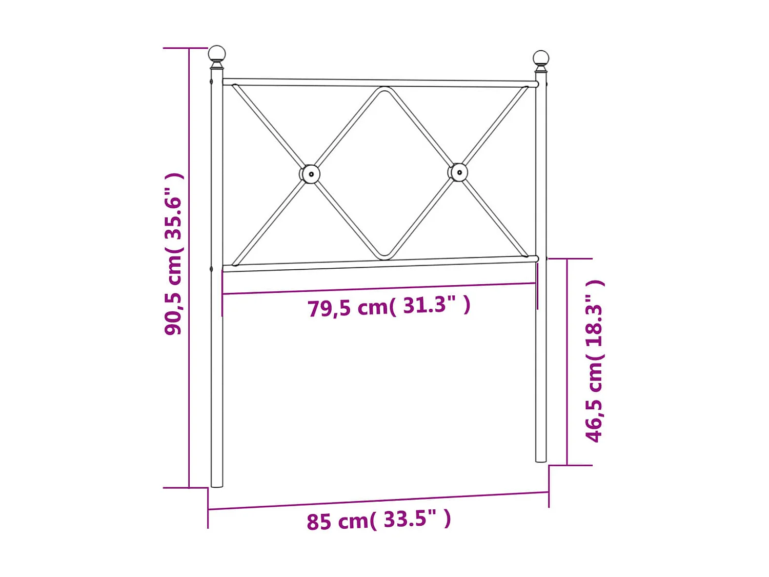 Tête de Lit | Panneau de tête pour lit Moderne métal blanc 80 cm