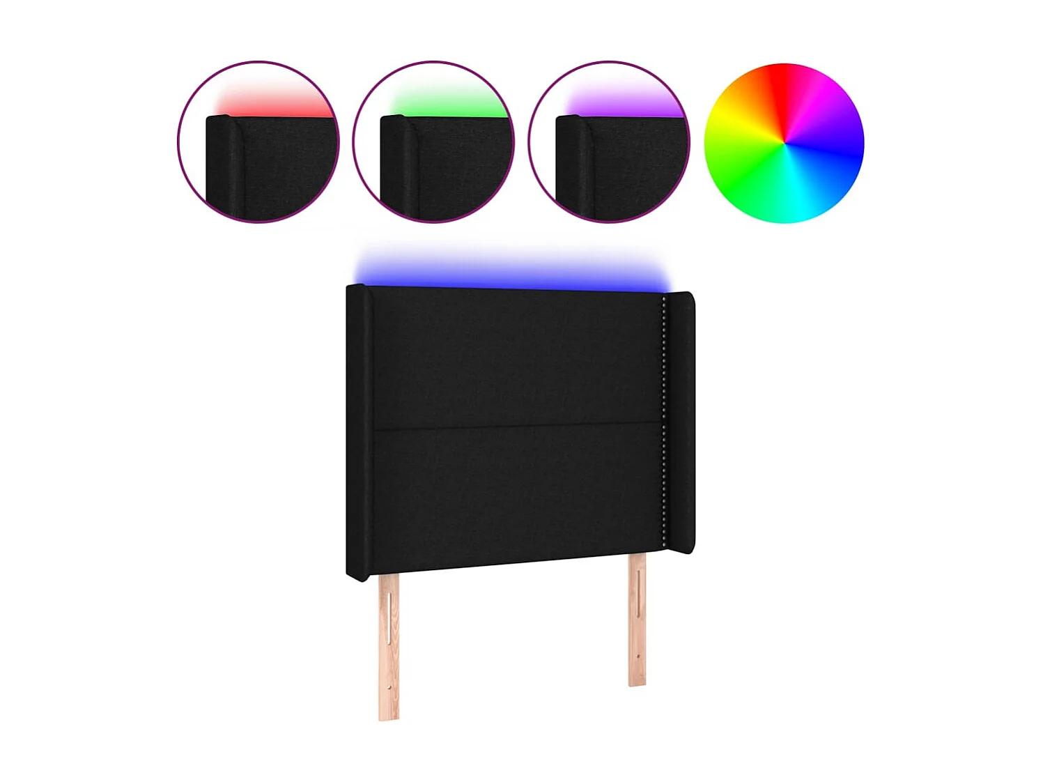 Tête de Lit | Panneau de tête pour lit Moderne à LED Noir 93x16x118/128 cm Tissu