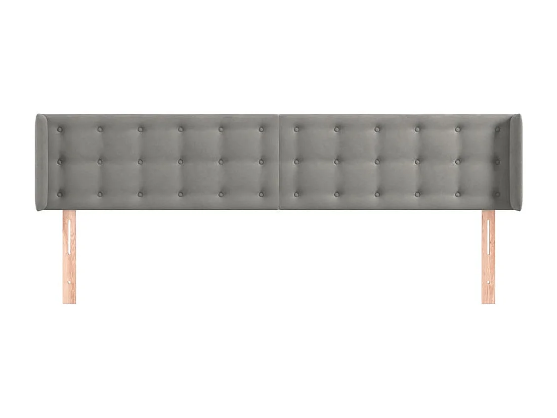 Tête de Lit | Panneau de tête pour lit Moderne avec oreilles Gris clair 183x16x78/88 cm Velours