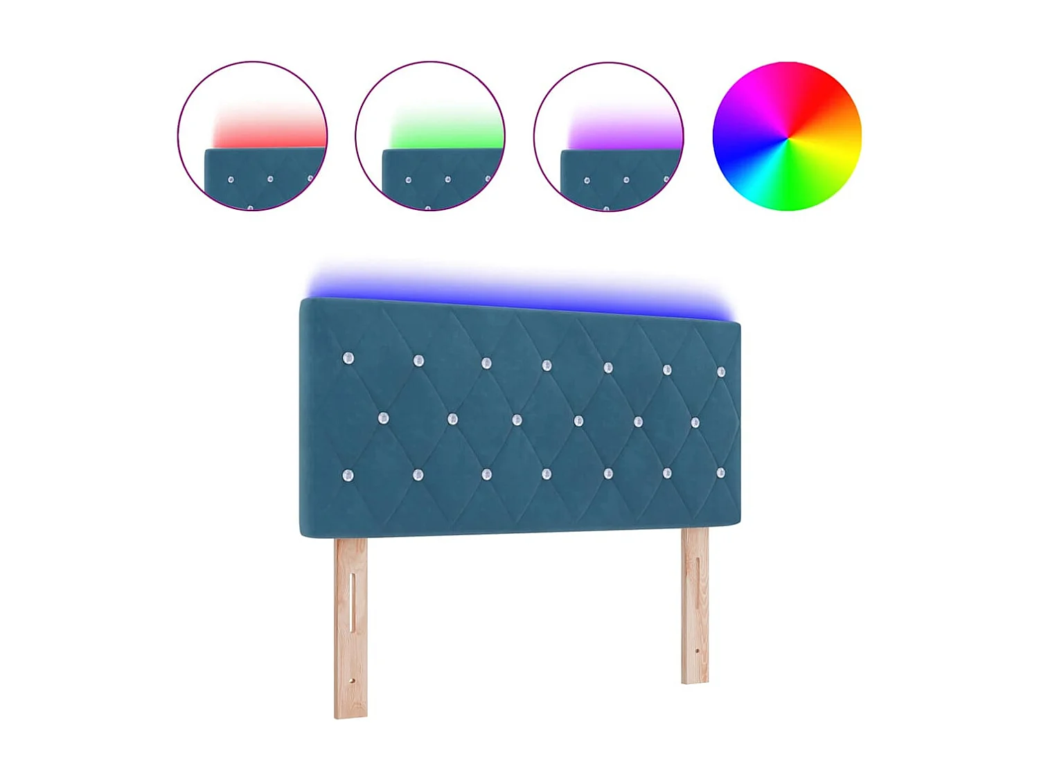 Mueble cabecero | Cabecero | Cabezal de cama LED Argyle con cabecera Azul oscuro 100 cm Terciopelo