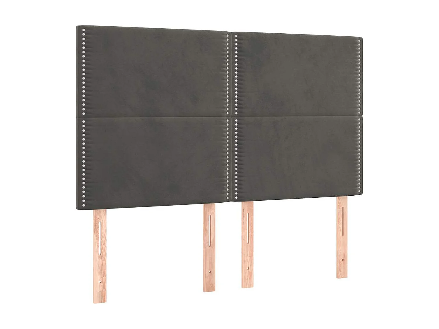 Tête de Lit | Panneau de tête pour lit Moderne à LED Gris foncé 144x5x118/128 cm Velours