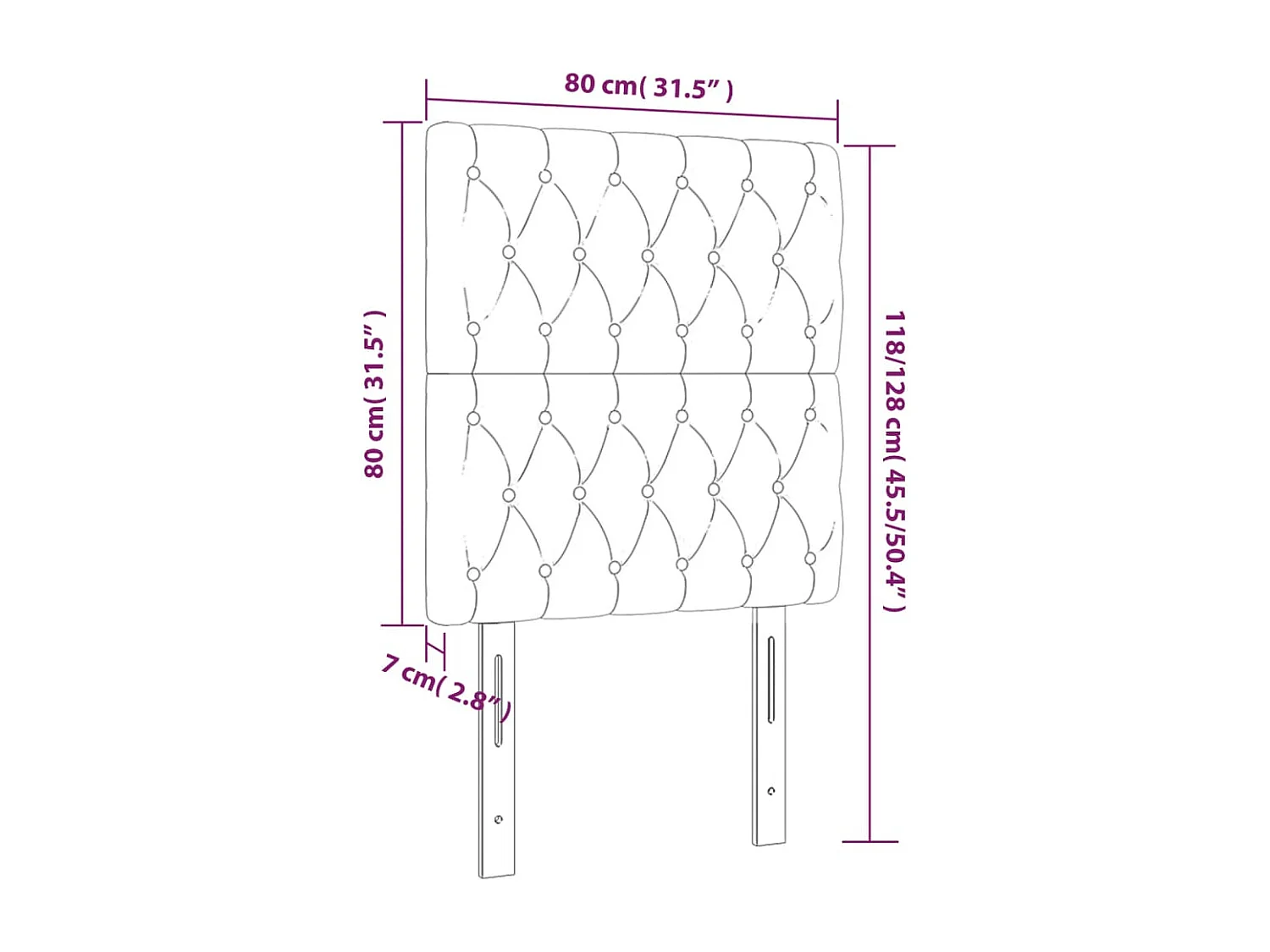 Hoofdbord | Hoofdeinde LED 80x7x118/128 cm stof zwart