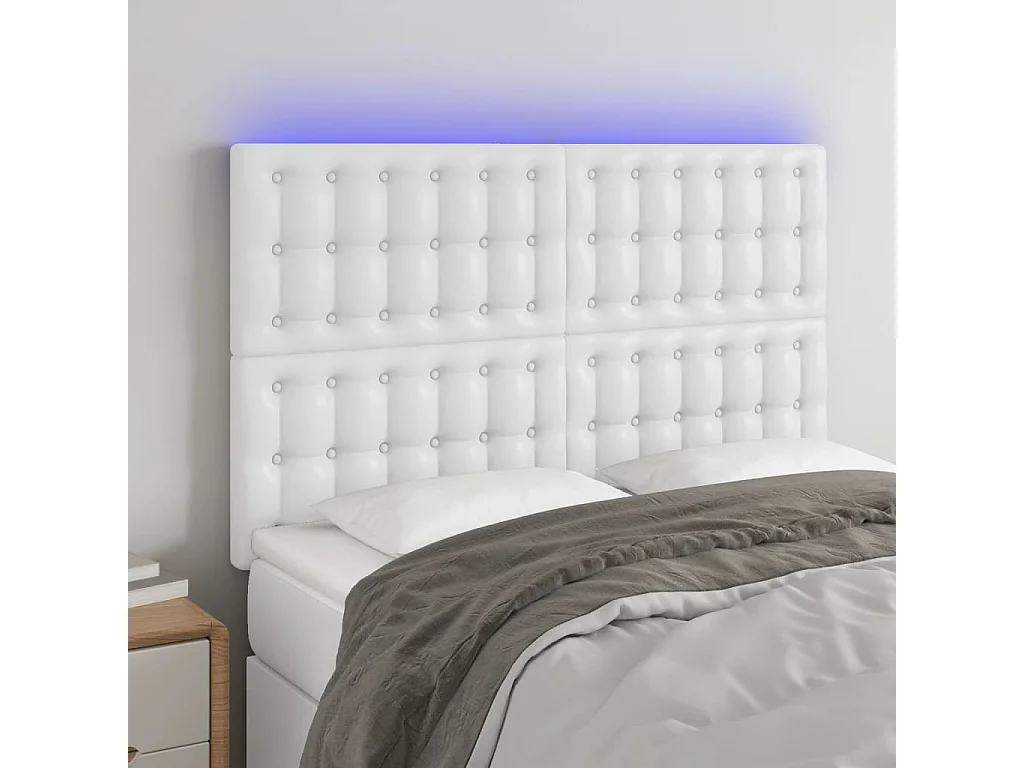 Hoofdbord | Hoofdeinde LED 144x5x118/128 cm kunstleer wit