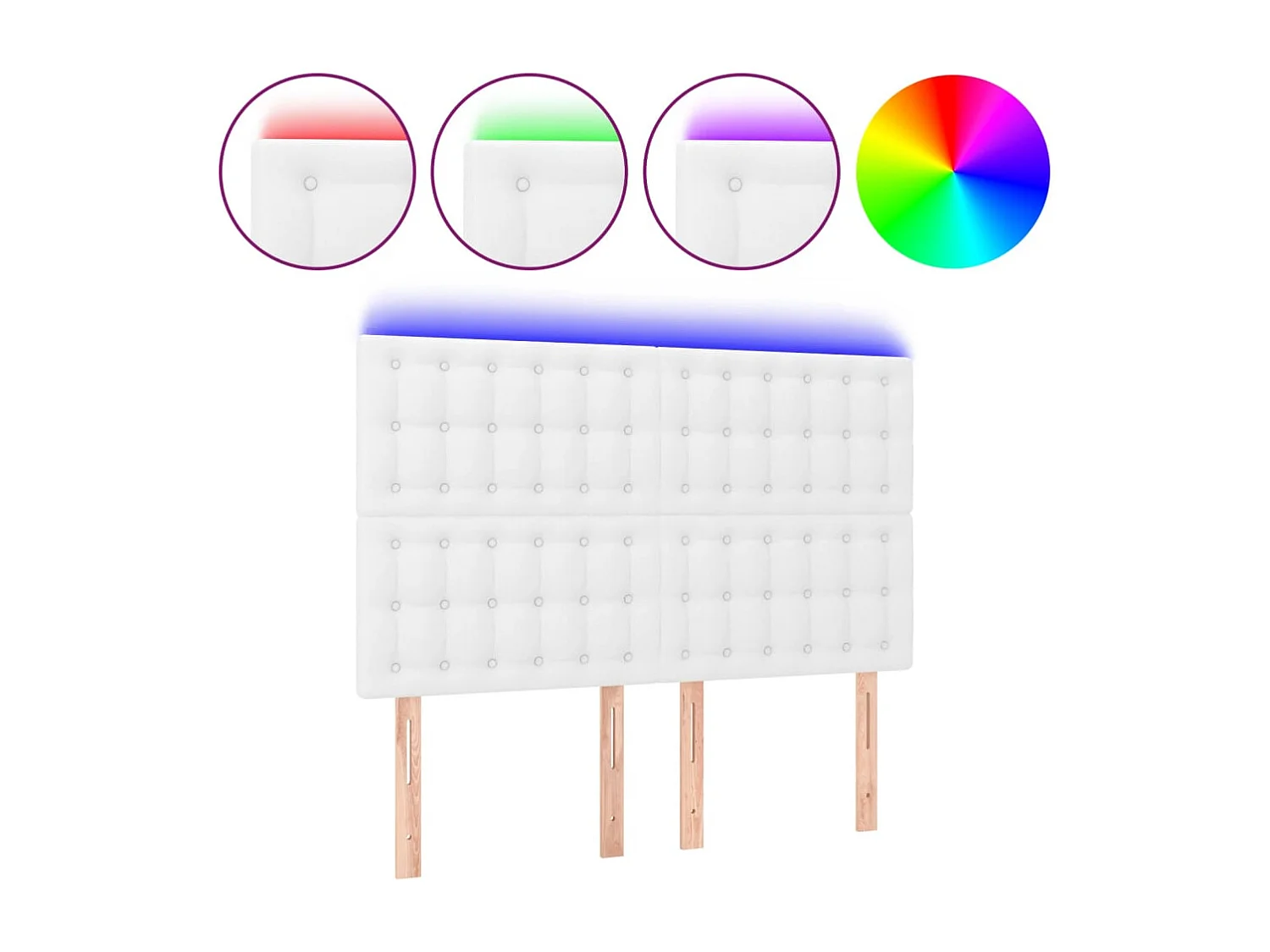 Hoofdbord | Hoofdeinde LED 144x5x118/128 cm kunstleer wit