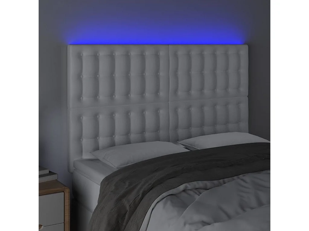 Hoofdbord | Hoofdeinde LED 144x5x118/128 cm kunstleer wit