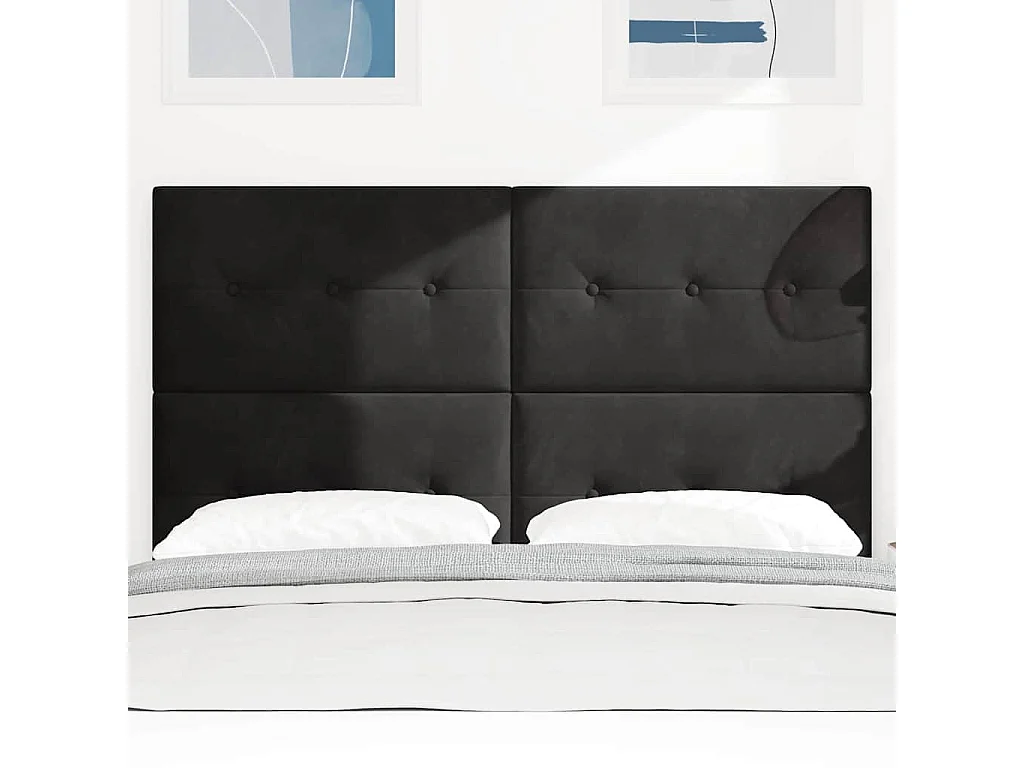 Tête de lit Montage mural | Panneau de tête pour lit Moderne  avec tête de lit Noir 160 cm Velours