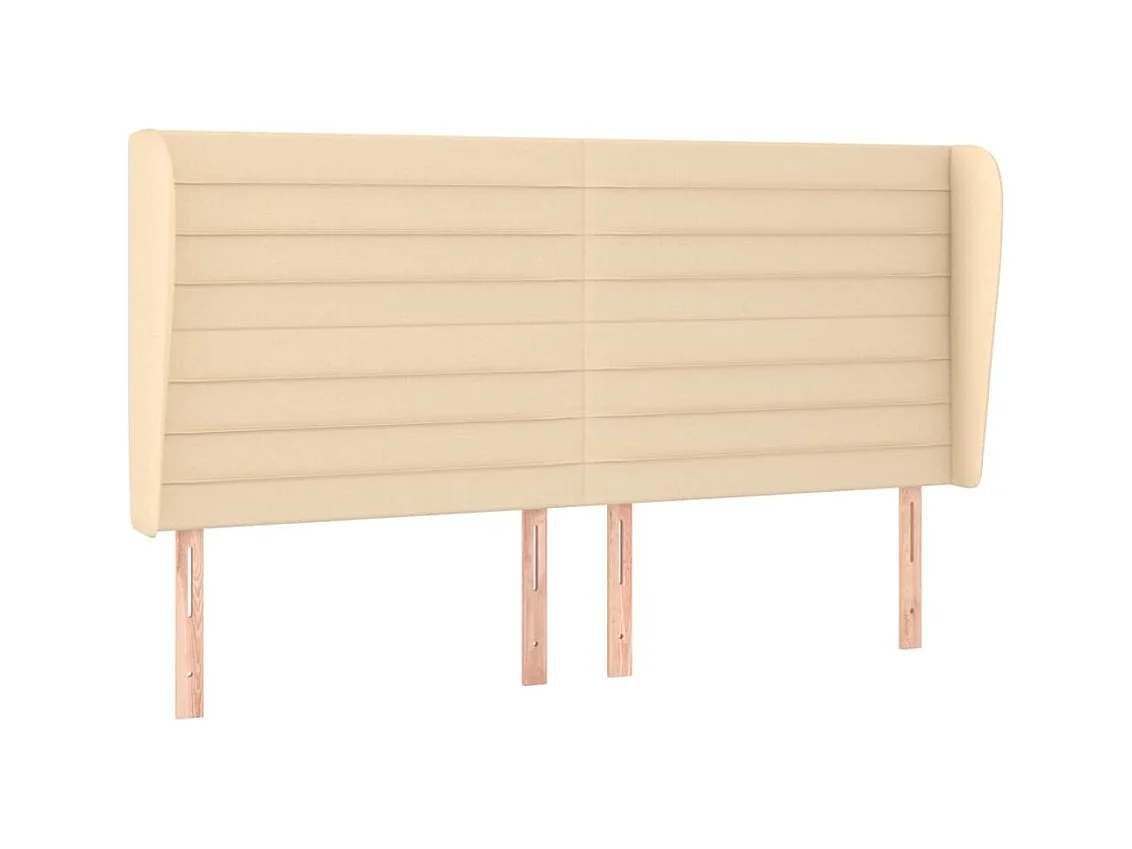 Tête de Lit | Panneau de tête pour lit Moderne avec oreilles Crème 183x23x118/128 cm Tissu