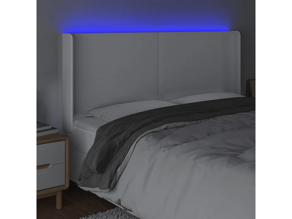Hoofdbord | Hoofdeinde LED 163x16x118/128 cm kunstleer wit
