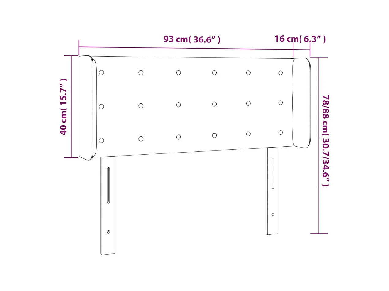 Tête de Lit | Panneau de tête pour lit Moderne à LED Gris foncé 93x16x78/88 cm Velours