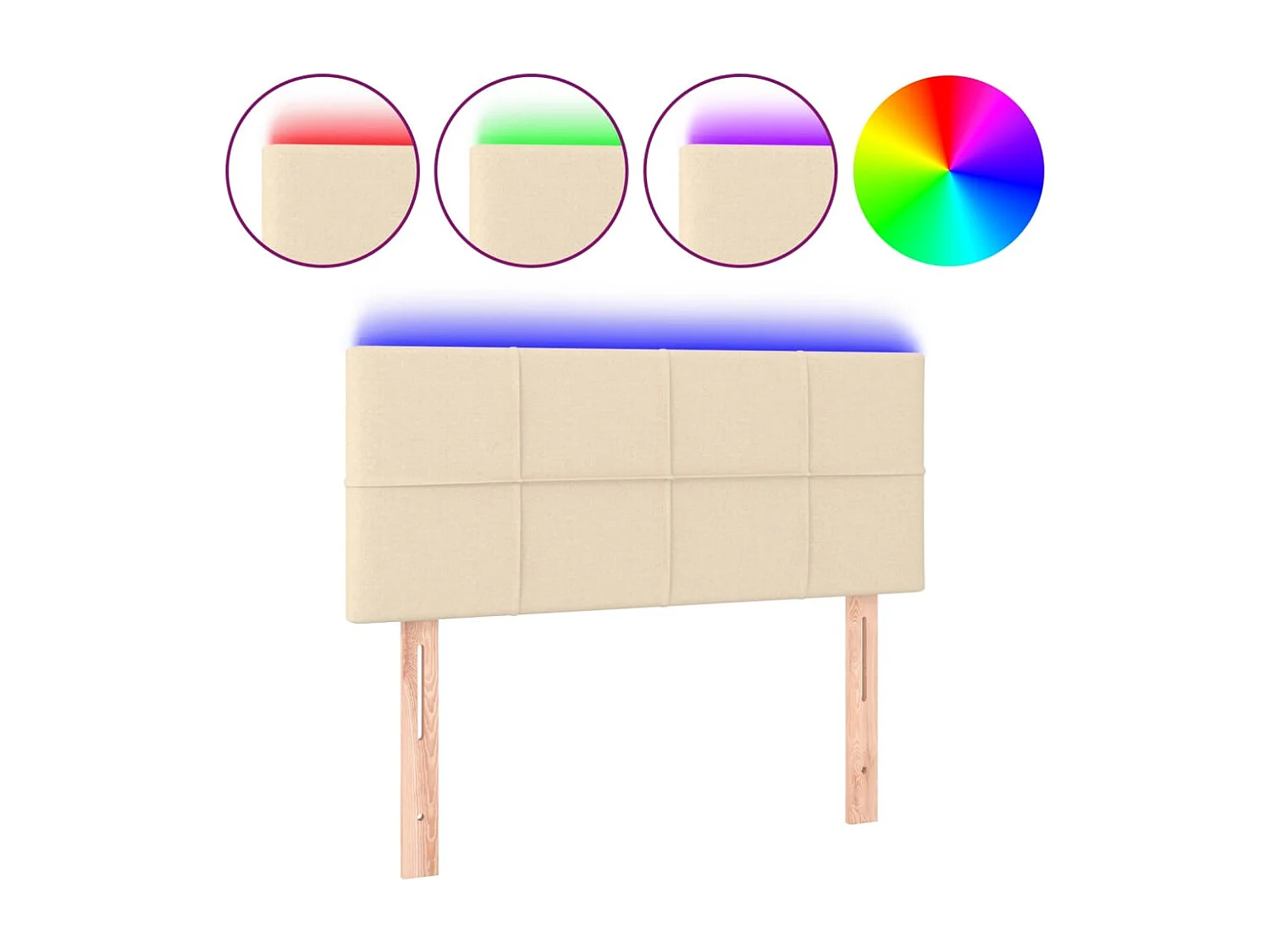 Mueble cabecero | Cabezal de cama | Cabecero con LED de tela color crema 90x5x78/88 cm