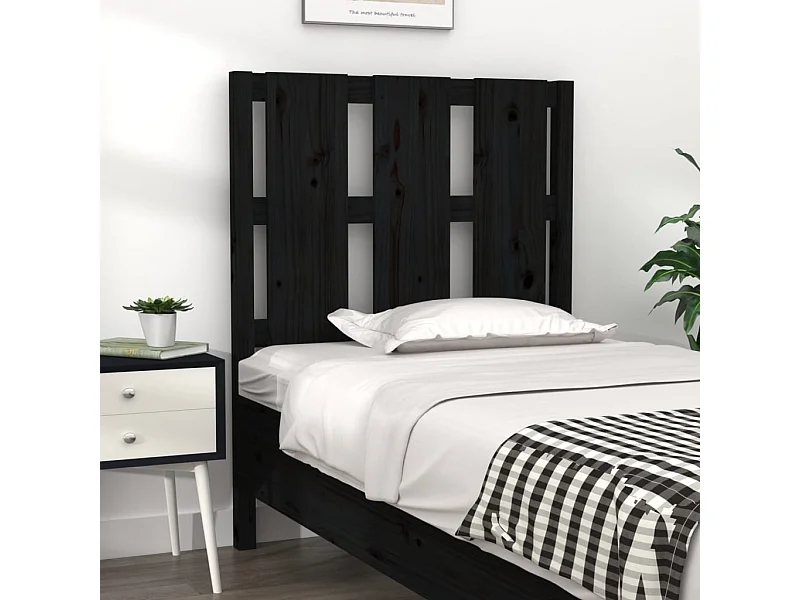 Tête de Lit | Panneau de tête pour lit Moderne Noir 80,5x4x100 cm Bois massif de pin