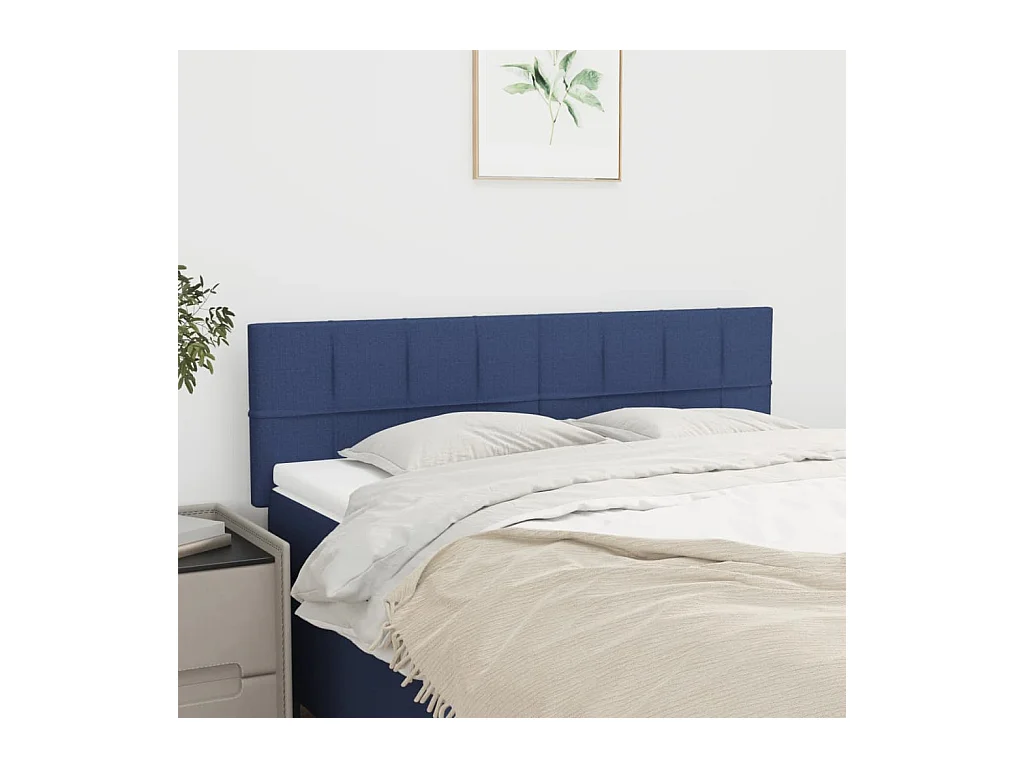 Cabeceros | Cabezal de cama | Mueble de cabecero 2 unidades tela azul 72x5x78/88 cm