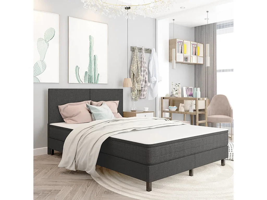Tête de Lit | Panneau de tête pour lit Moderne Gris foncé Tissu 180x200 cm