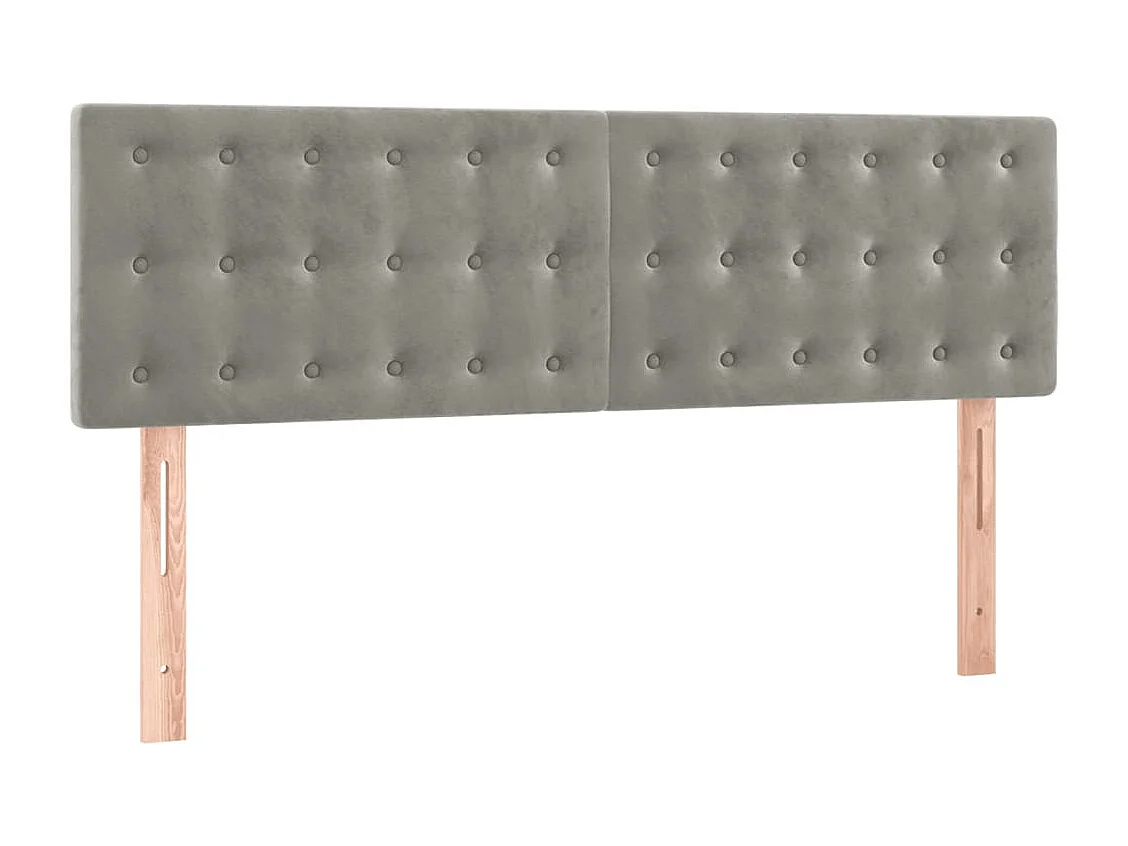 Cabeceros | Cabezal de cama | Mueble de cabecero 2 unidades terciopelo gris claro 72x5x78/88 cm