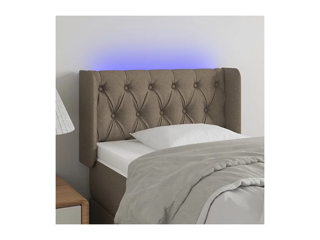 Tête de Lit | Panneau de tête pour lit Moderne à LED Taupe 83x16x78/88 cm Tissu