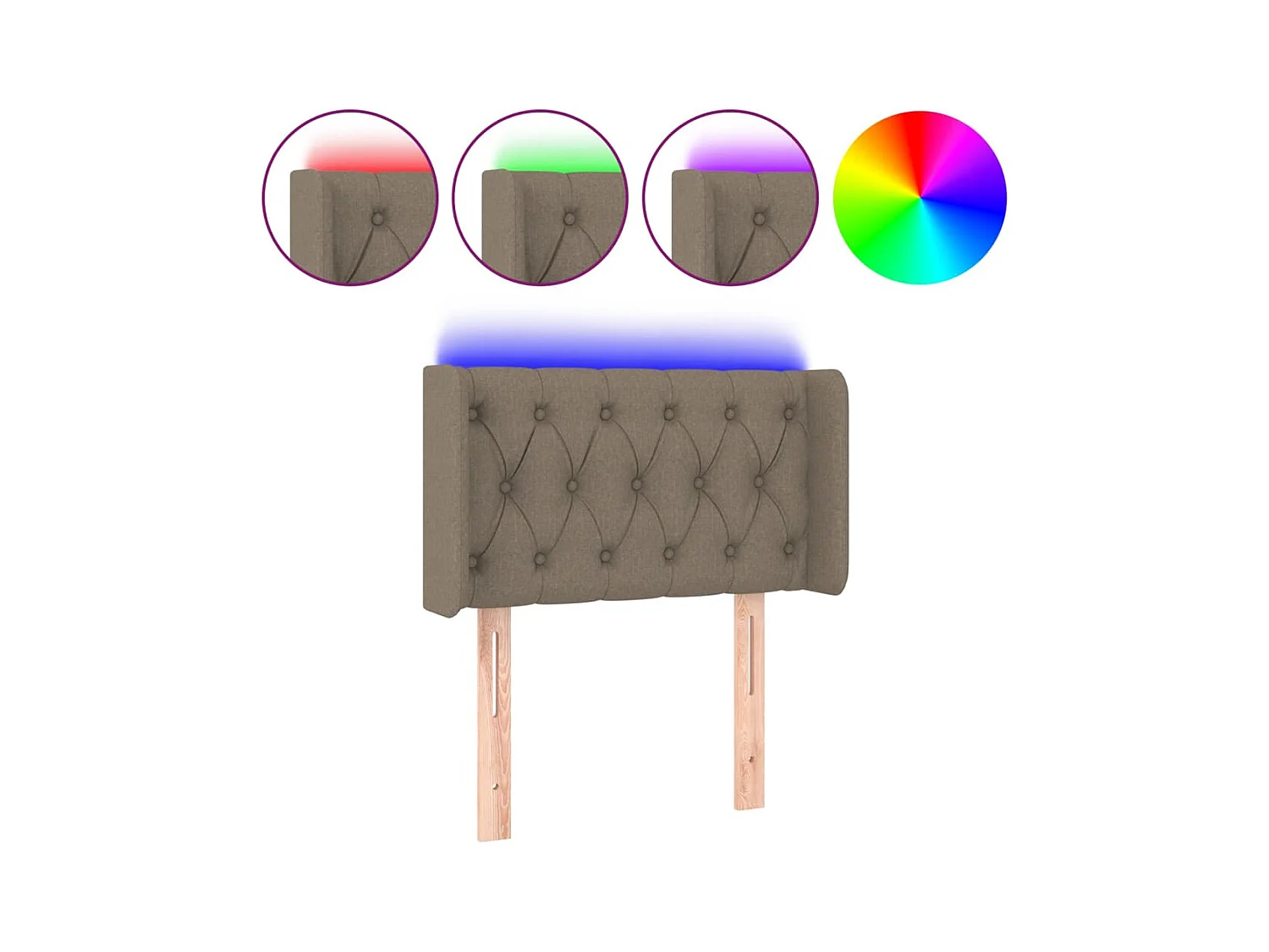 Tête de Lit | Panneau de tête pour lit Moderne à LED Taupe 83x16x78/88 cm Tissu