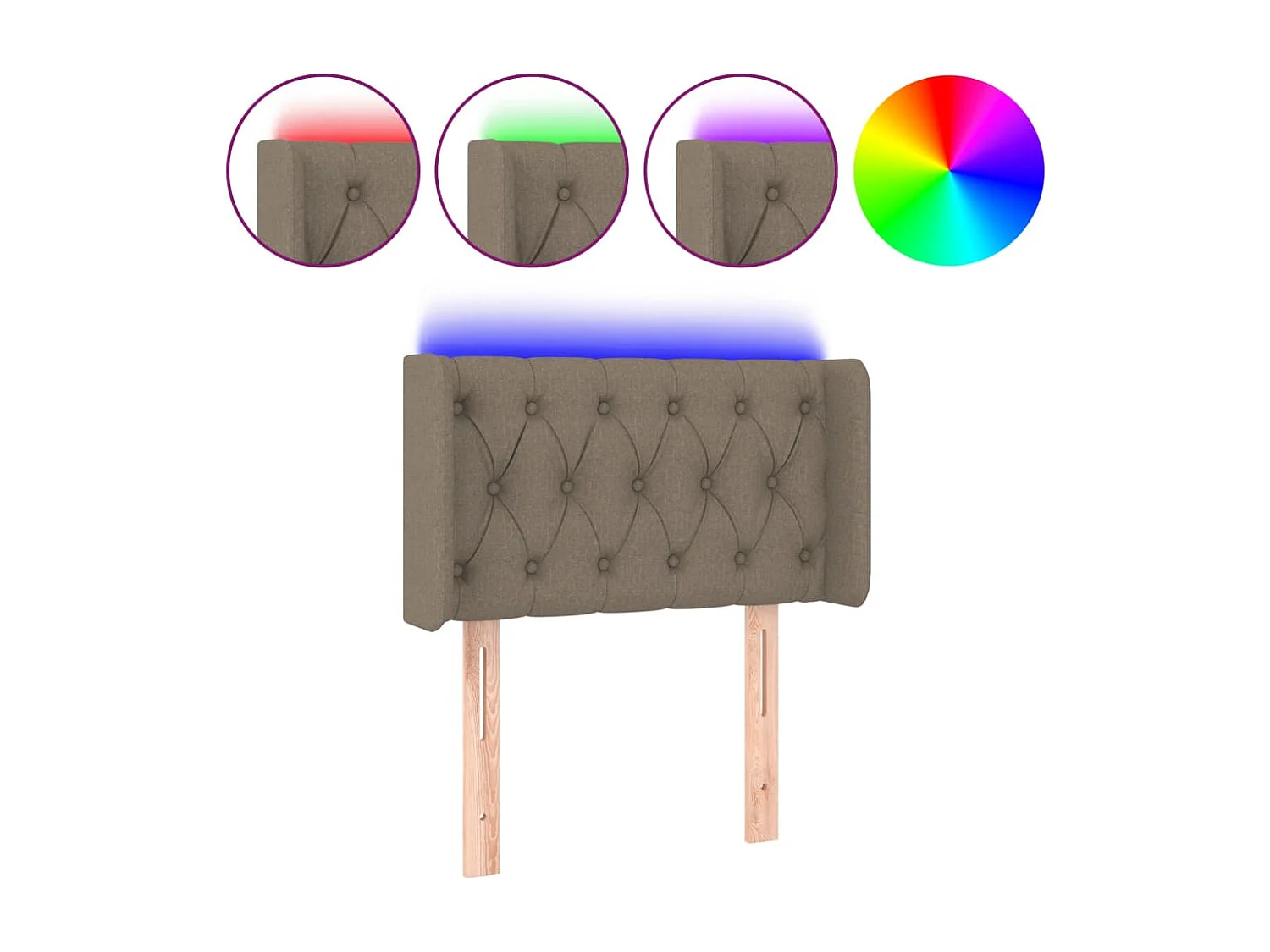 Tête de Lit | Panneau de tête pour lit Moderne à LED Taupe 83x16x78/88 cm Tissu