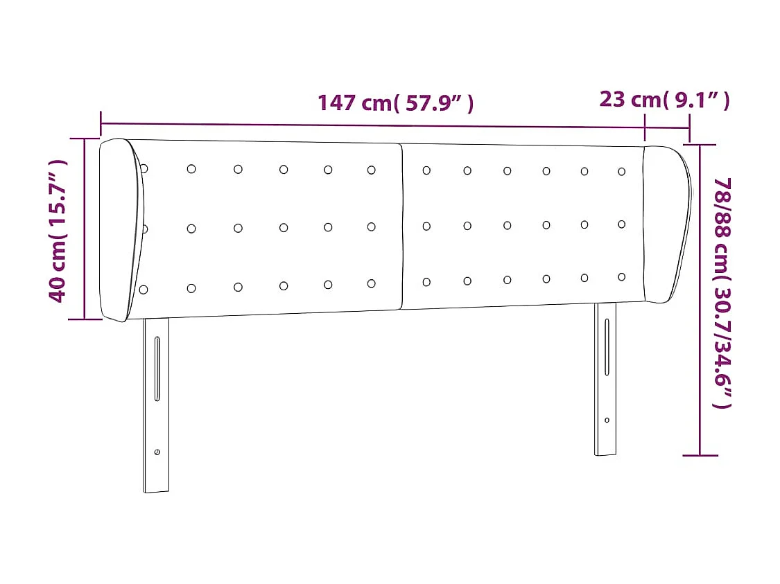 Mueble cabecero | Cabezal de cama | Cabecero de cuero sintético color crema 147x23x78/88 cm