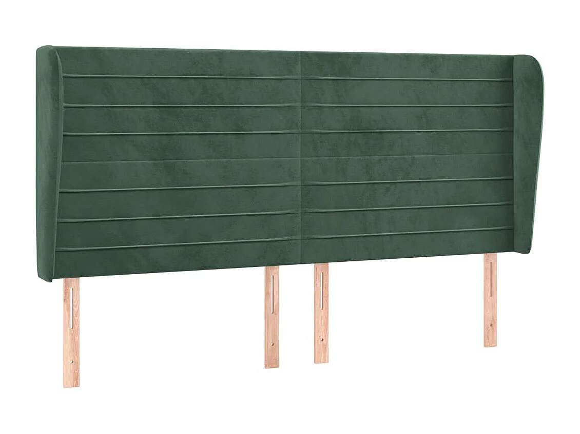 Tête de Lit | Panneau de tête pour lit Moderne avec oreilles Vert foncé 183x23x118/128 cm Velours