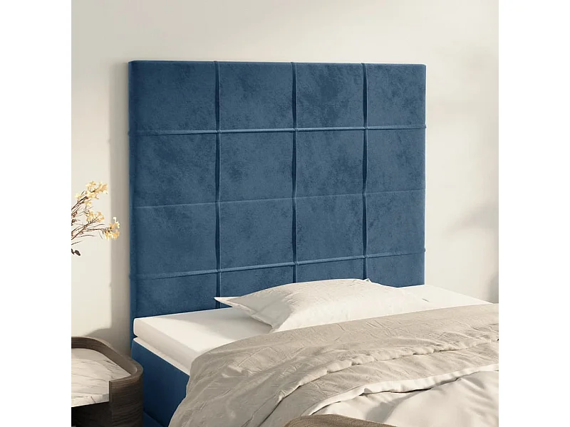Cabeceros | Cabezal de cama | Mueble de cabecero 2 unidades de terciopelo azul oscuro 90x5x78/88 cm