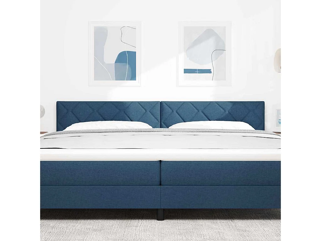 Tête de Lit | Panneau de tête pour lit Moderne en Tissu Geometric Manuel Bleu 200 cm tissu