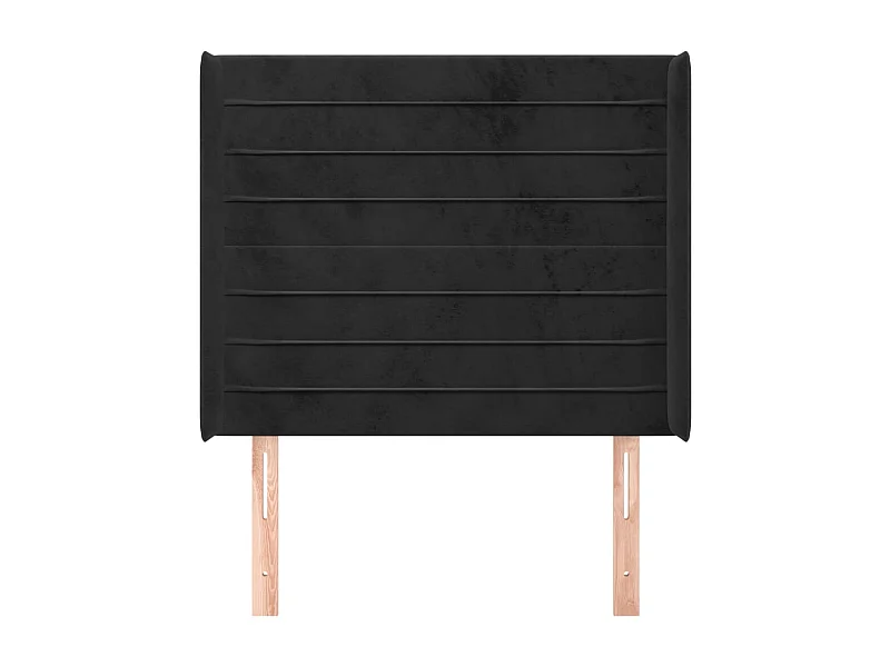 Tête de Lit | Panneau de tête pour lit Moderne avec oreilles Noir 83x16x118/128 cm Velours