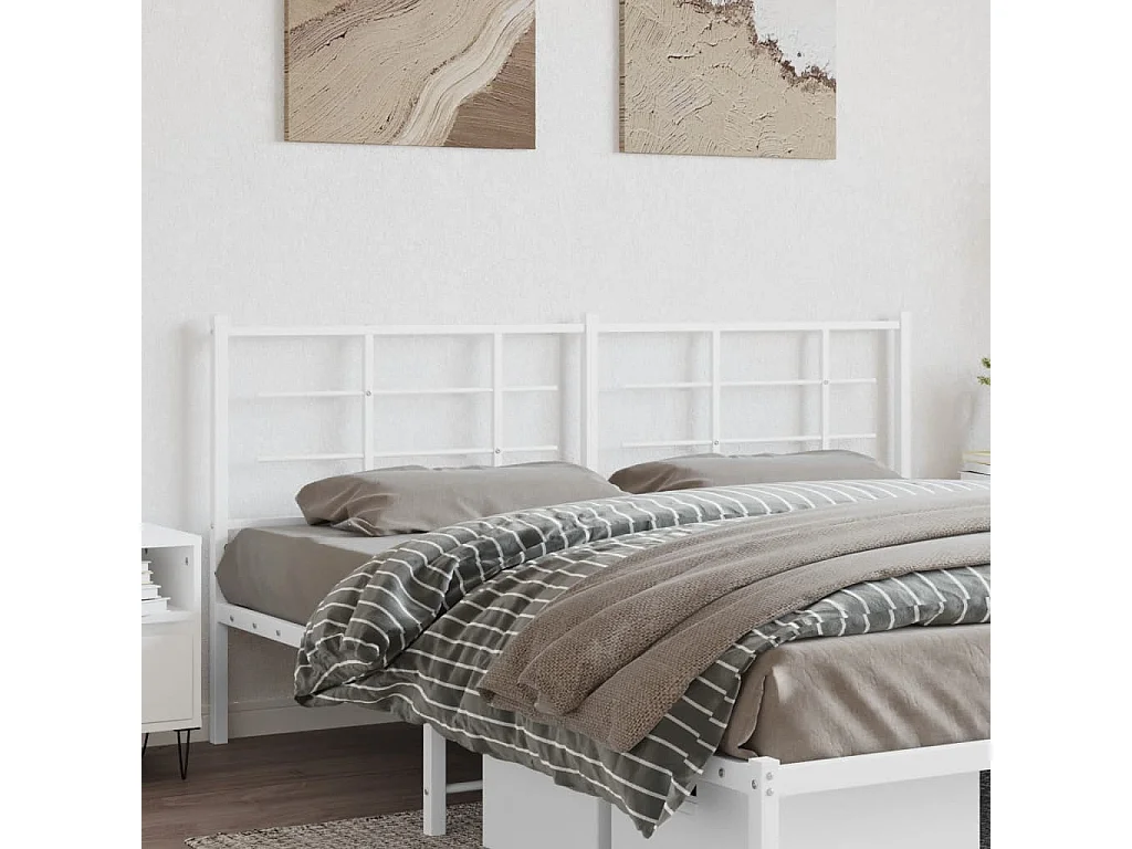Mueble cabecero | Cabezal de cama | Cabecero de metal blanco 193 cm