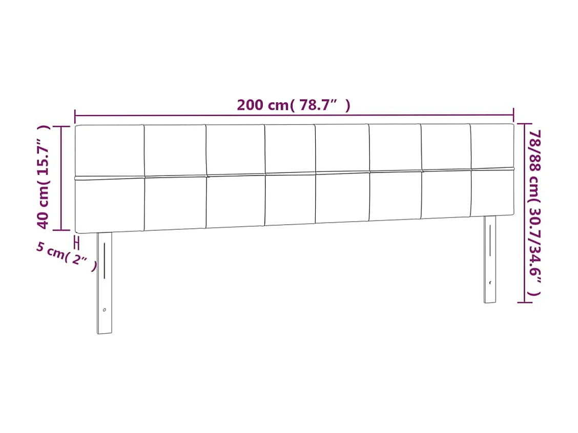 Mueble cabecero | Cabezal de cama | Cabecero con LED de tela gris claro 200x5x78/88 cm