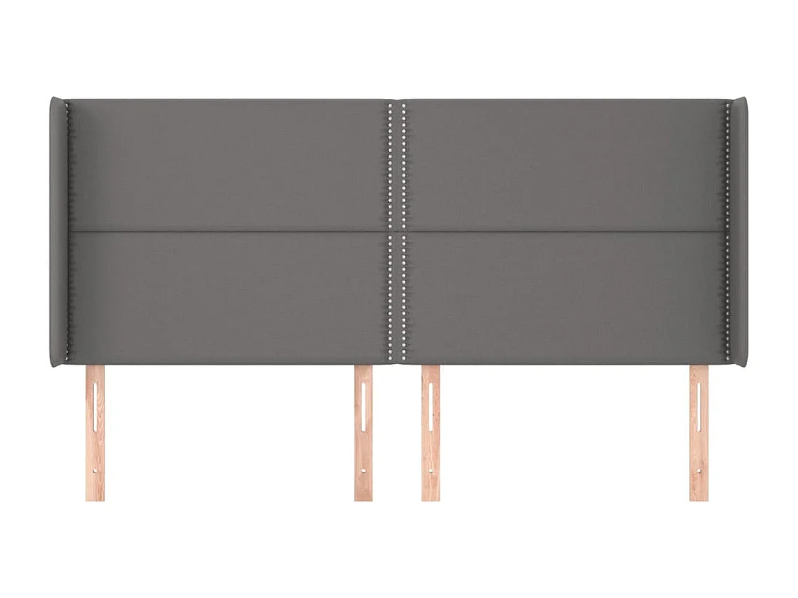 Cabecero | Cabezal de Cama | Mueble cabecero con orejas cuero sintético gris 183x16x118/128 cm