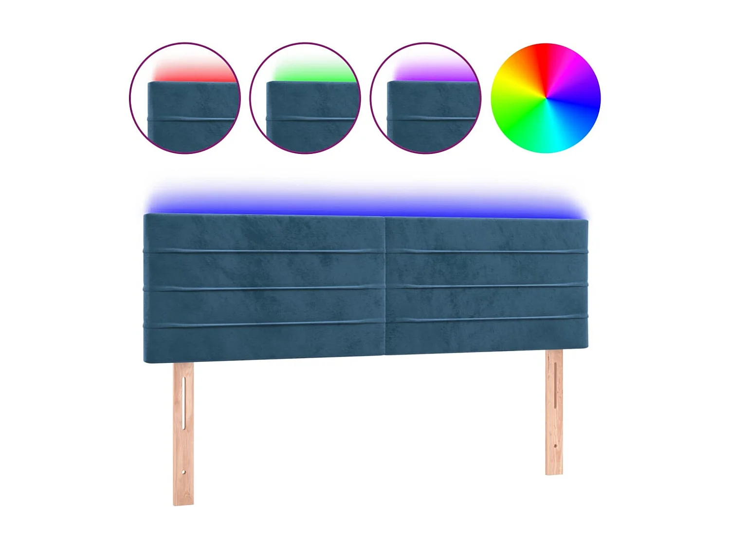 Hoofdbord | Hoofdeinde LED 144x5x78/88 cm fluweel donkerblauw