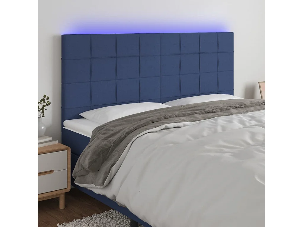 Hoofdbord | Hoofdeinde LED 180x5x118/128 cm stof blauw