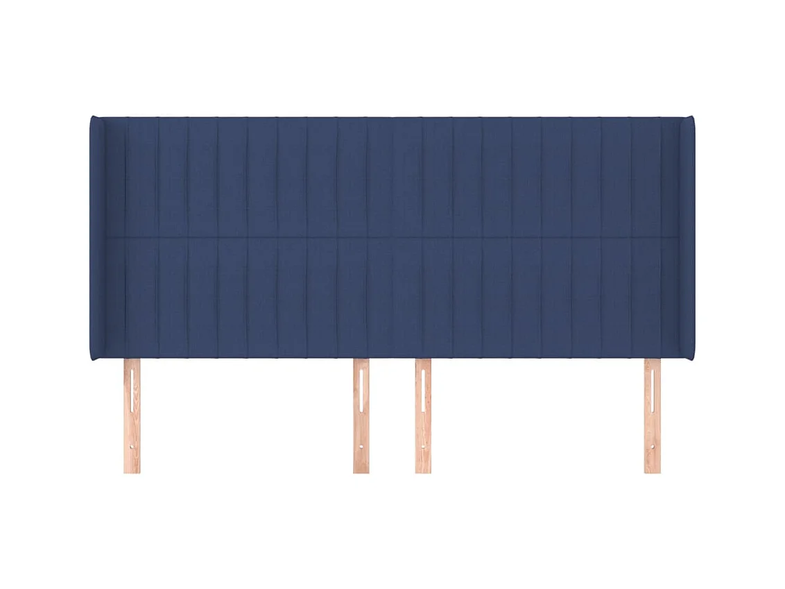 Cabecero | Cabezal de Cama | Mueble cabecero con orejas de tela azul 183x16x118/128 cm