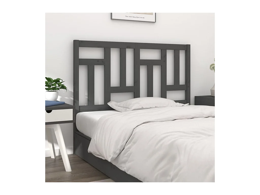 Cabecero de Cama | Cabezal de cama | Mueble de cabecero madera maciza de pino gris 205,5x4x100 cm