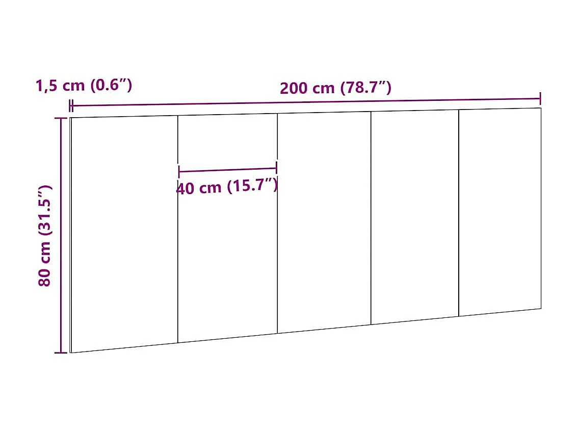 Tête de Lit | Panneau de tête pour lit Moderne Chêne noir 200x1,5x80 cm Bois d'ingénierie