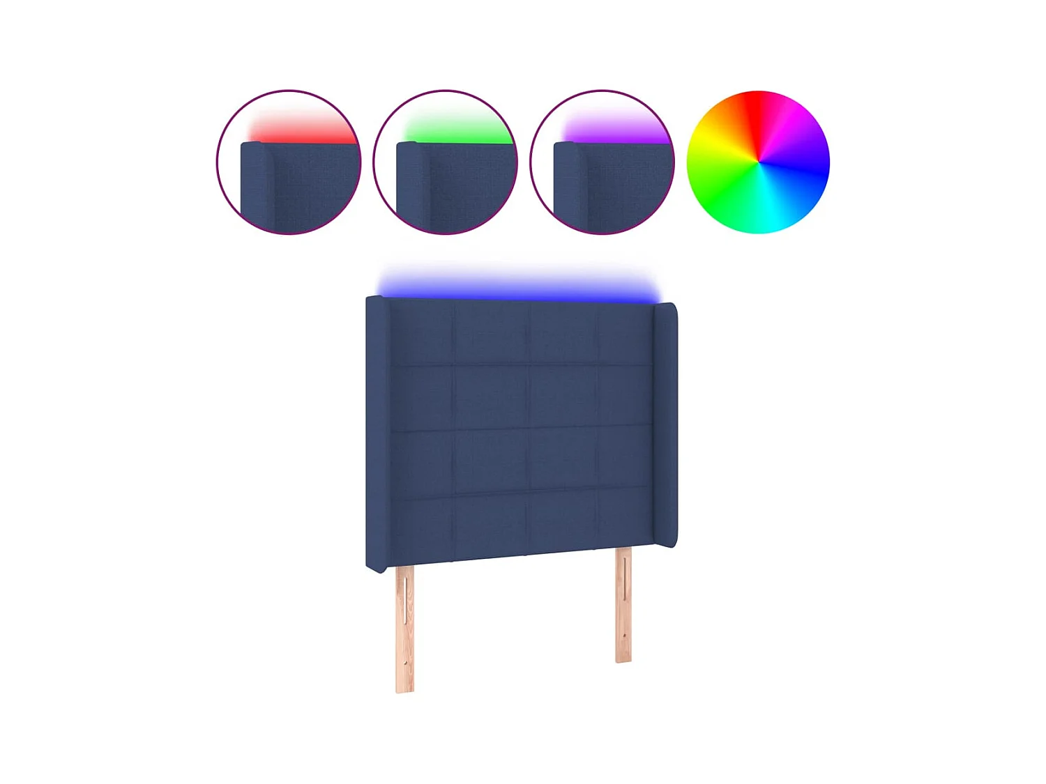 Tête de Lit | Panneau de tête pour lit Moderne à LED Bleu 93x16x118/128 cm Tissu