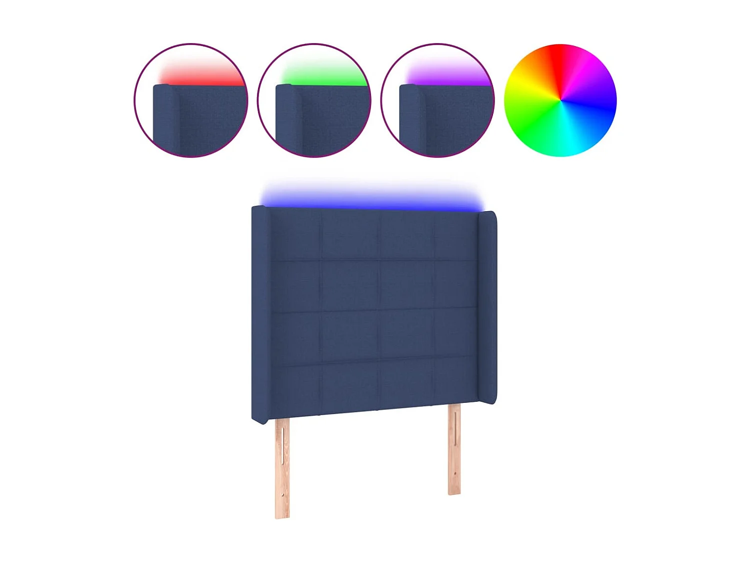 Hoofdbord | Hoofdeinde LED 93x16x118/128 cm stof blauw