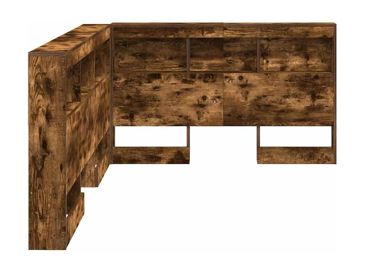 Mueble cabecero con almacenamiento | Cabecera de almacenamiento con estante Roble ahumado 120 cm