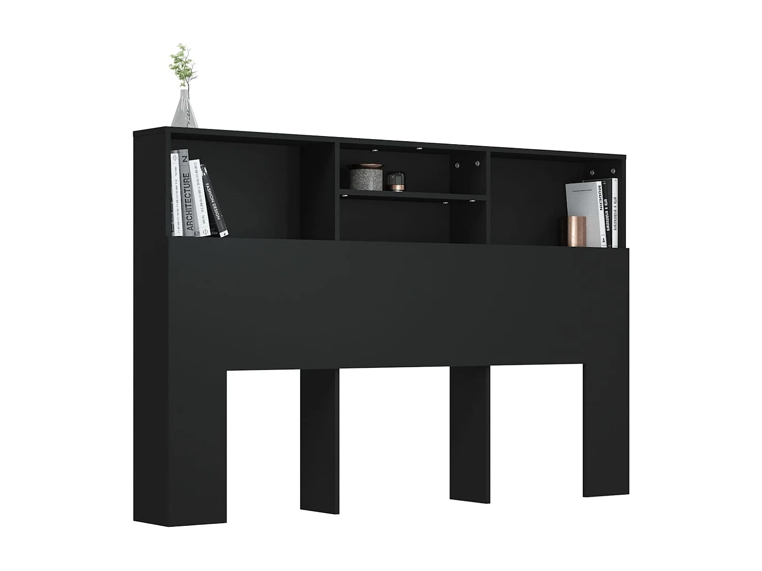 Cabecero de Cama | Cabezal de Cama | Mueble cabecero negro 160x19x103,5 cm
