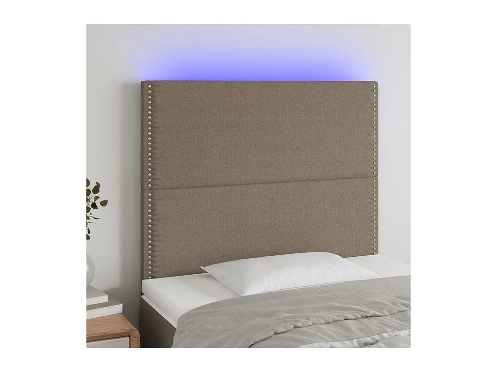Tête de Lit | Panneau de tête pour lit Moderne à LED Taupe 100x5x118/128 cm Tissu