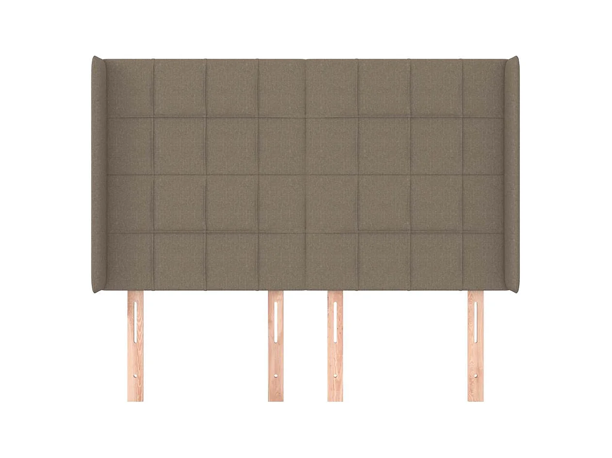 Cabecero | Cabezal de Cama | Mueble cabecero con orejas de tela gris taupe 147x16x118/128 cm