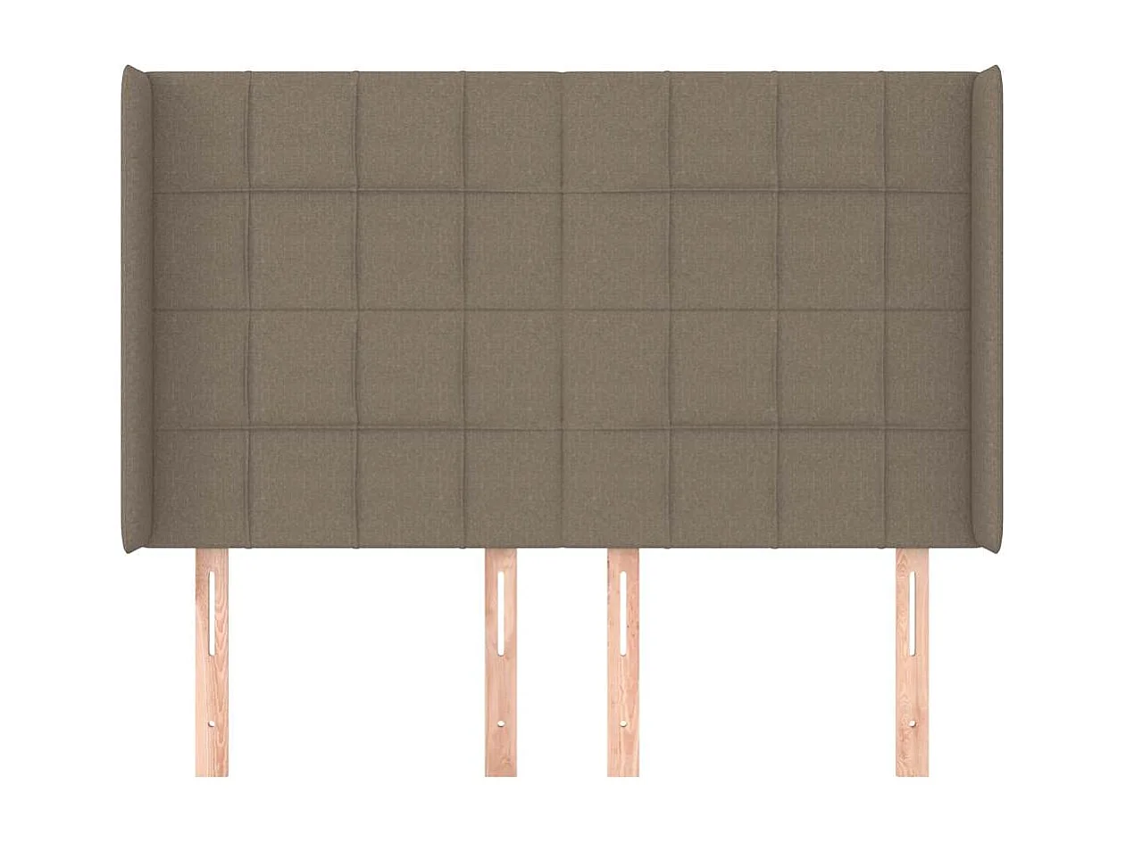 Cabecero | Cabezal de Cama | Mueble cabecero con orejas de tela gris taupe 147x16x118/128 cm