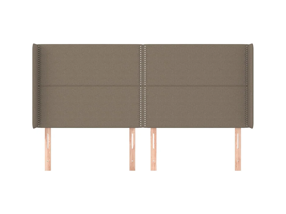 Cabecero | Cabezal de Cama | Mueble cabecero con orejas de tela gris taupe 203x16x118/128 cm