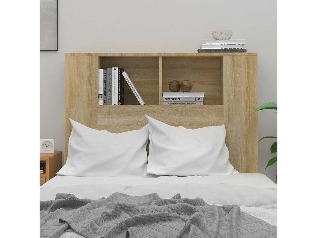 Tête de Lit avec rangement | Armoire de tête de lit Chêne sonoma 100x18,5x102,5 cm
